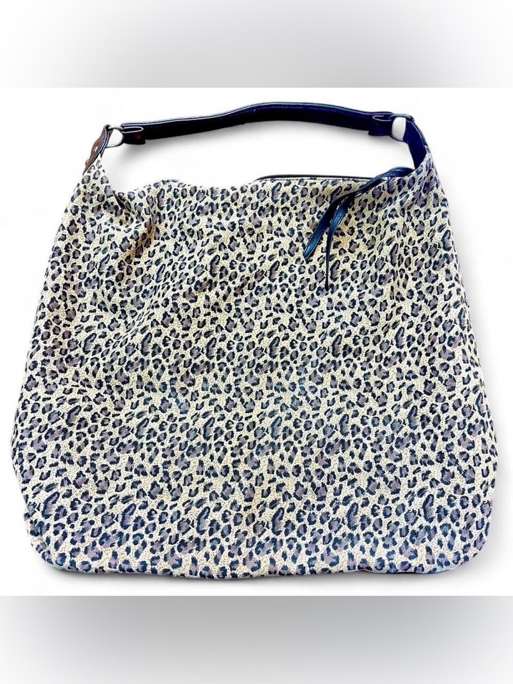 Leopard Print Shoulder Bag Tote Y2K Indie Sleaze brown black zip closure leather
